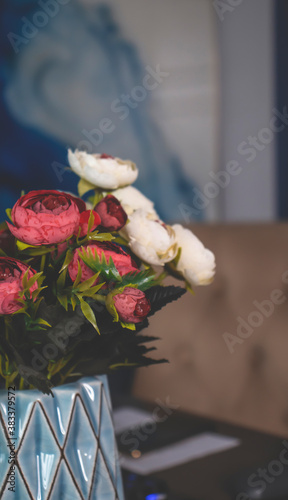 Bouquet on the table, red a...
