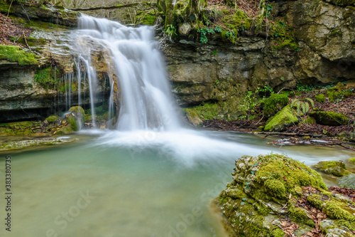 Beautiful little waterfall  Vallfogona de Ripolles  Torrent de la Masica  Catalonia  Spain 