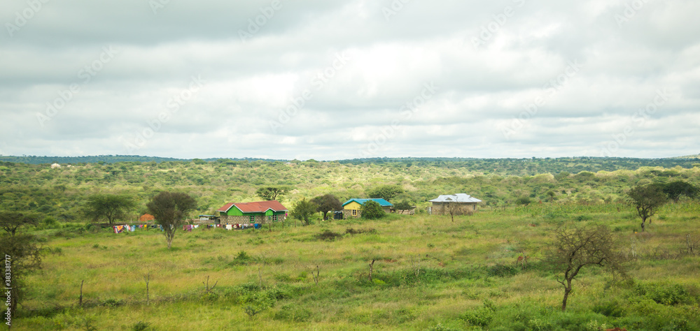 Homes for farm workers near Konza, south of Narobi Homes for farm workers near Konza, south of Narobi