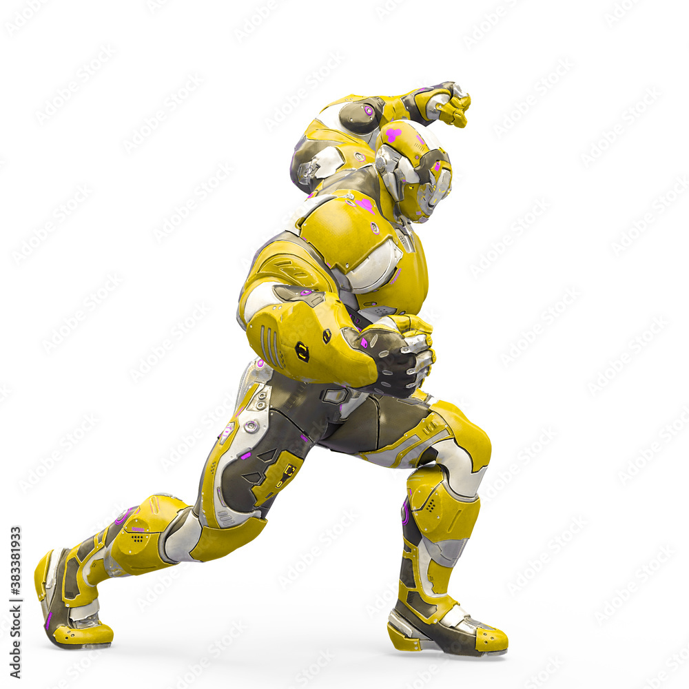 futuristic astronaut is ready for war in white background futuristic astronaut is ready for war in white background