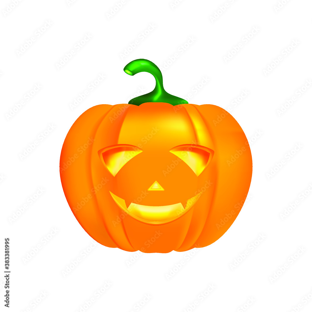 Halloween pumpkin icon realistic vector image. Isolated pumpkin for design. Halloween symbol.