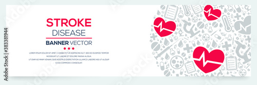 Creative (Stroke) disease Banner Word with Icons ,Vector illustration.