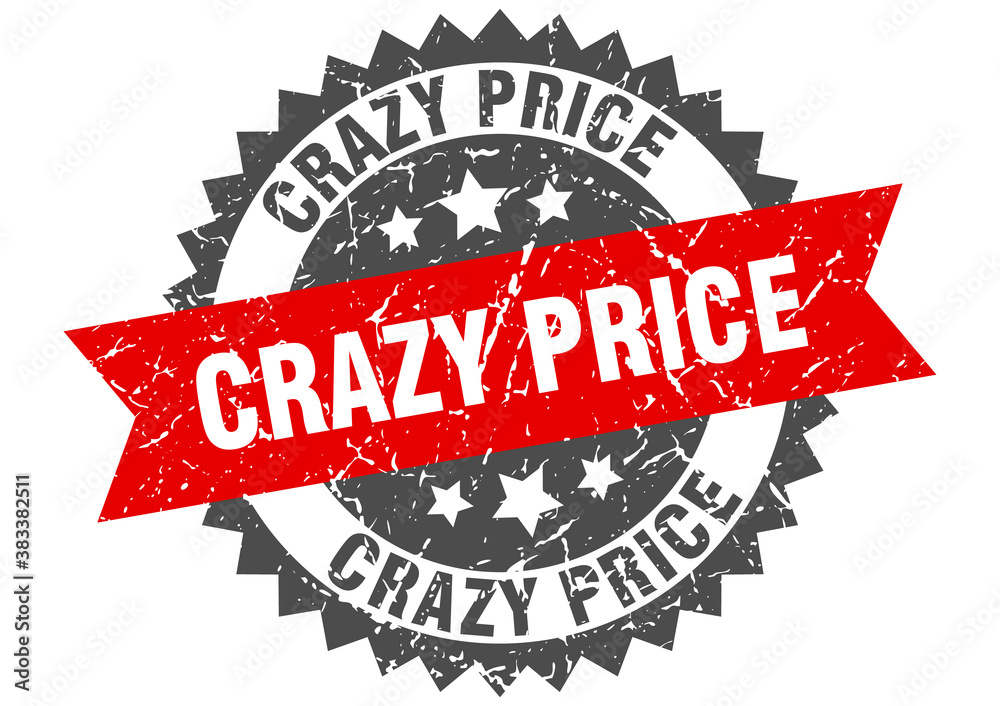 Obraz premium crazy price stamp. grunge round sign with ribbon