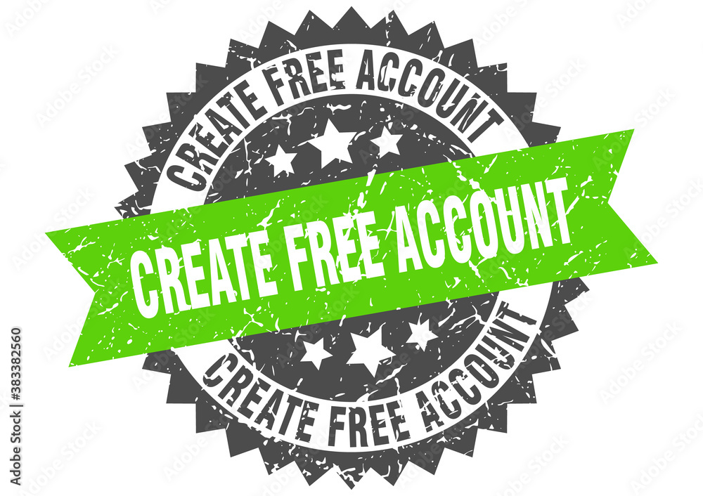Obraz premium create free account stamp. grunge round sign with ribbon