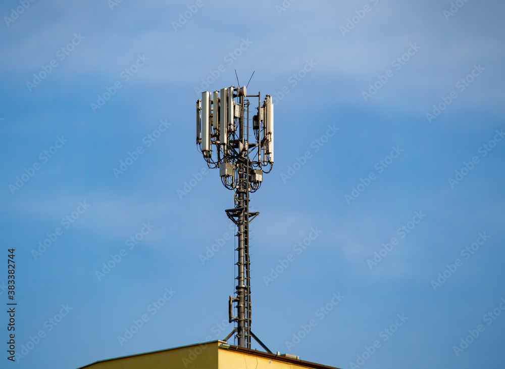 Mobile phone data transmitters on the apartment roof
