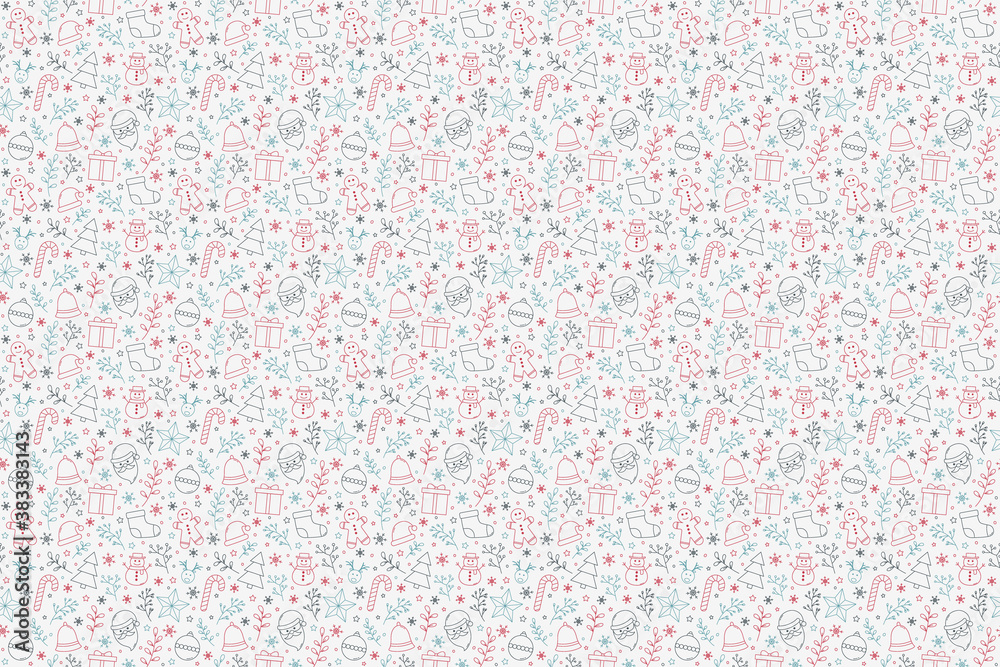 Christmas pattern with festive icons. Xmas wrapping paper. Vector Christmas pattern with festive icons. Xmas wrapping paper. Vector