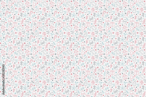 Christmas pattern with festive icons. Xmas wrapping paper. Vector