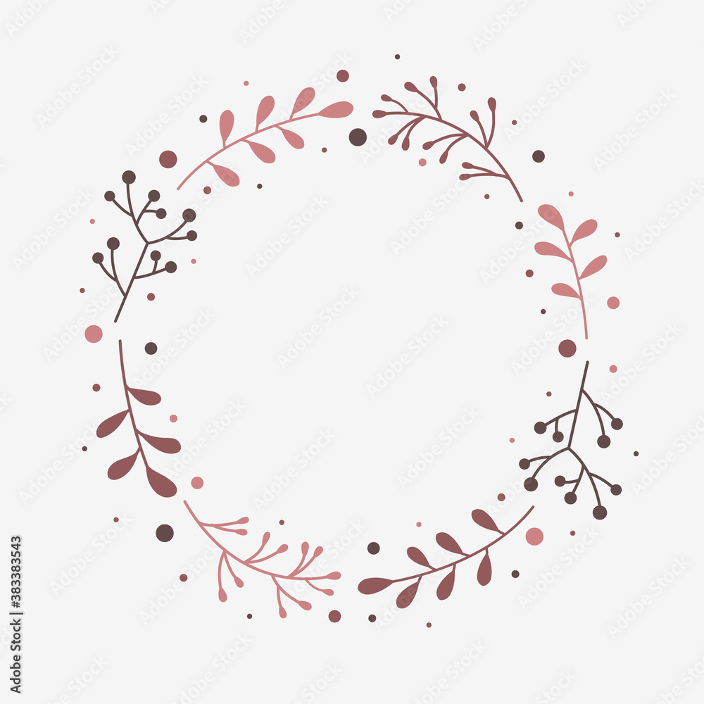 Christmas wreath with hand drawn branches. Xmas background with copyspace. Vector