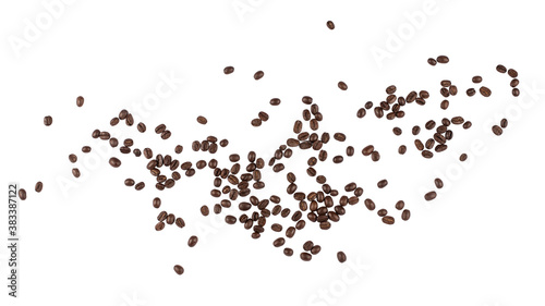 coffee beans isolated on white background, top view