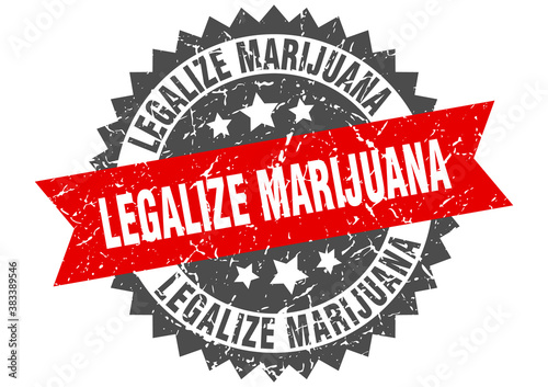 legalize marijuana stamp. grunge round sign with ribbon