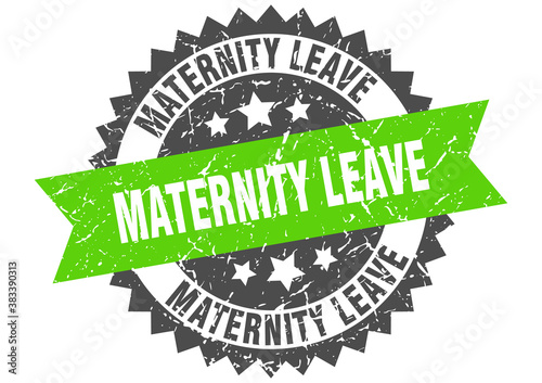 maternity leave stamp. grunge round sign with ribbon
