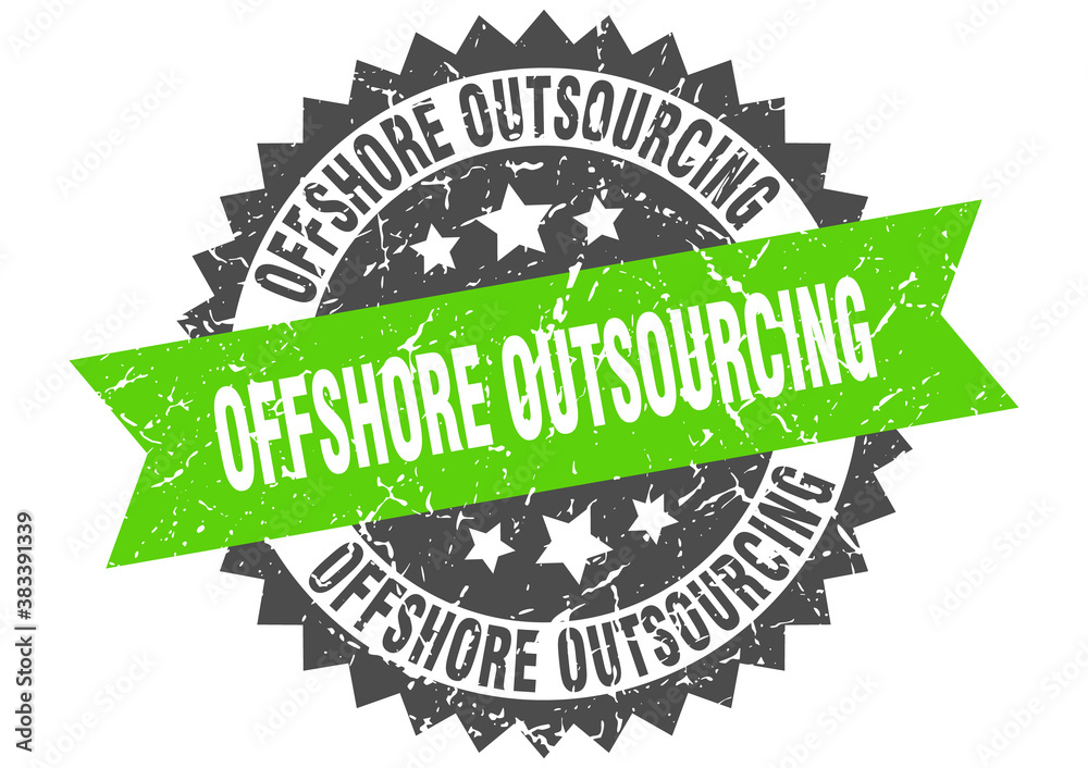 Obraz premium offshore outsourcing stamp. grunge round sign with ribbon