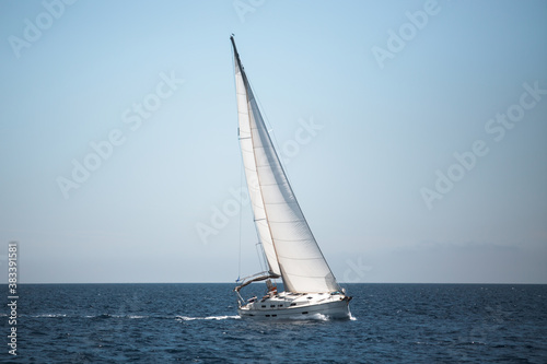 Boats in the Aegean Sea. Yachting. Luxury sailing.