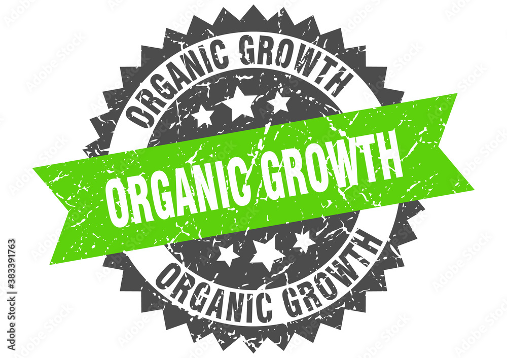 Fototapeta premium organic growth stamp. grunge round sign with ribbon