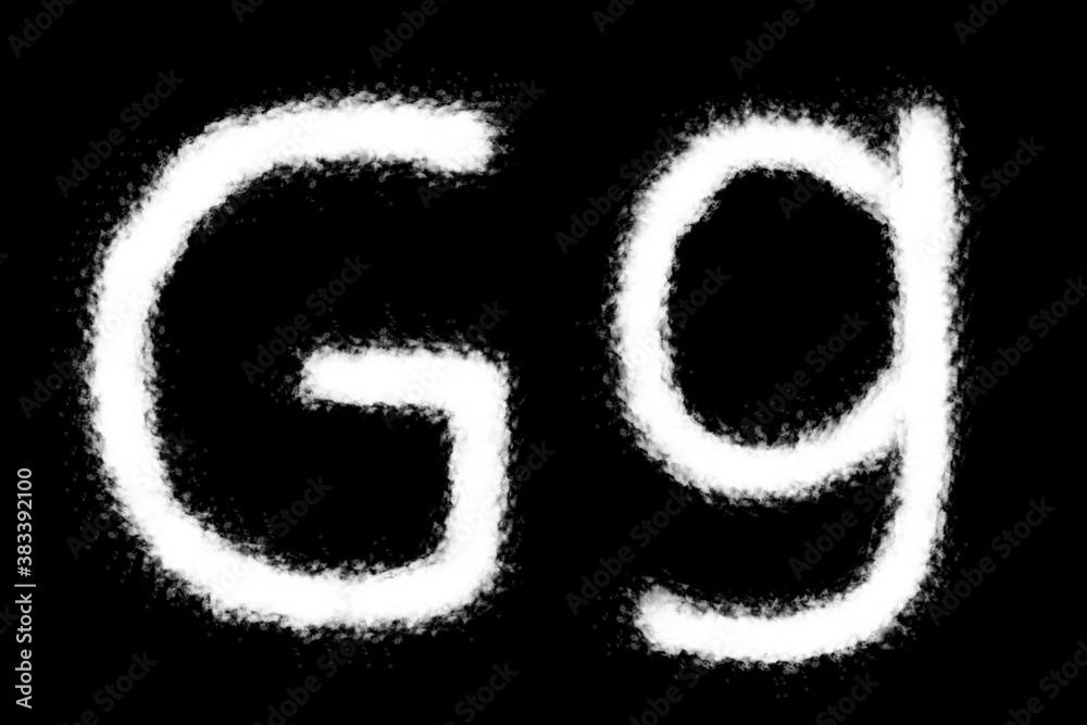 Cloud G alphabet shape on black background
