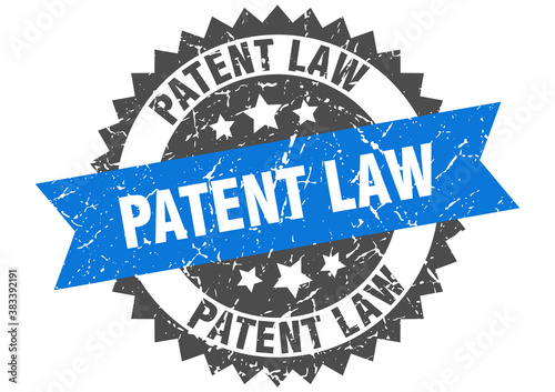 patent law stamp. grunge round sign with ribbon