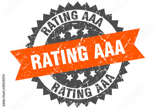 rating aaa stamp. grunge round sign with ribbon