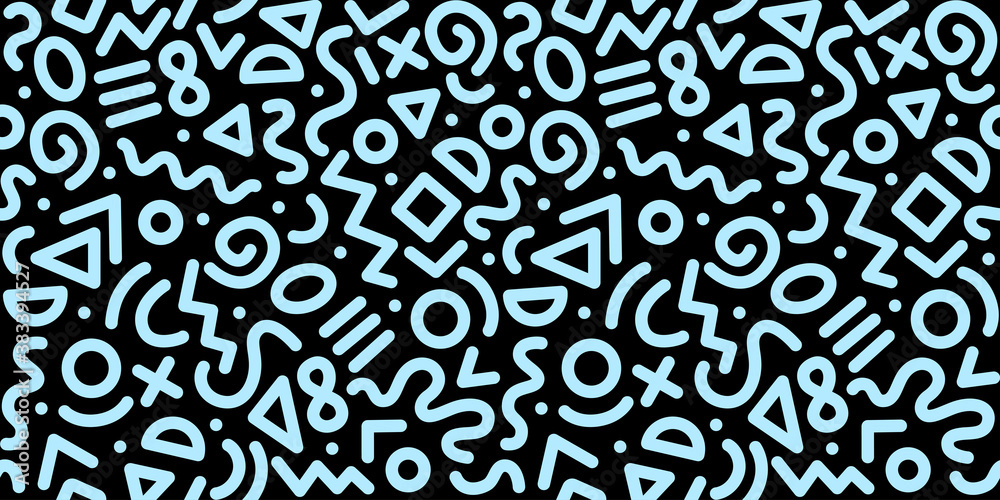 Seamless monochrome geometric pattern. Fashion 80-90s. Hipster Memphis style.