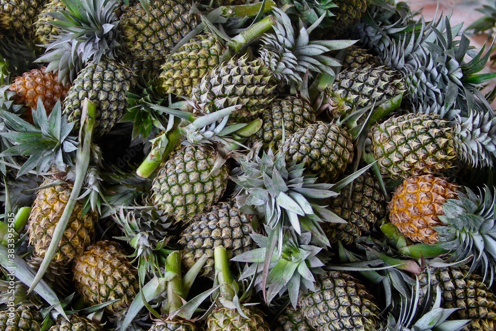 A pile of pineapple Fruit on market tropical fruit A pile of pineapple Fruit on market tropical fruit