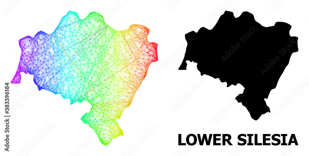 Wire frame and solid map of Lower Silesia Province. Vector model is created from map of Lower Silesia Province with intersected random lines, and has spectral gradient.