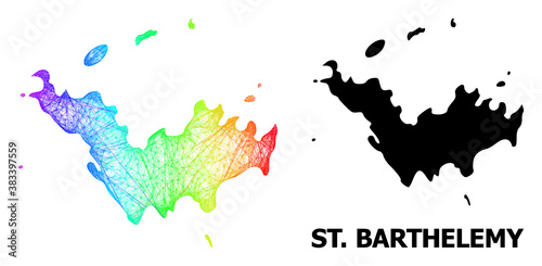 Slika na platnu Wire frame and solid map of Saint Barthelemy