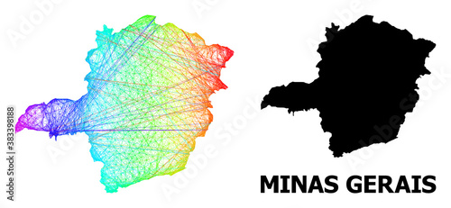 Net and solid map of Minas Gerais State. Vector model is created from map of Minas Gerais State with intersected random lines, and has spectral gradient. Abstract lines form map of Minas Gerais State.