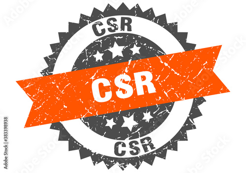 csr stamp. grunge round sign with ribbon