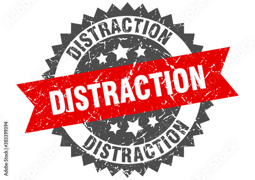 distraction stamp. grunge round sign with ribbon