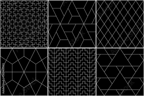 Ethnic seamless patterns collection. Rhombuses, diamonds, lozenges, triangles, hexagons, crosses motif. Folk prints. Geometrical ornaments set. Tribal wallpapers. Abstracts images. Vectors bundle