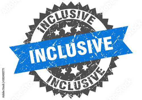 inclusive stamp. grunge round sign with ribbon