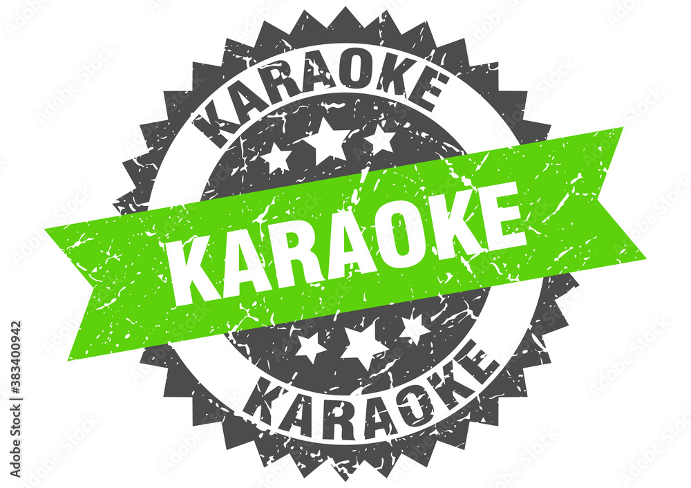 Obraz premium karaoke stamp. grunge round sign with ribbon