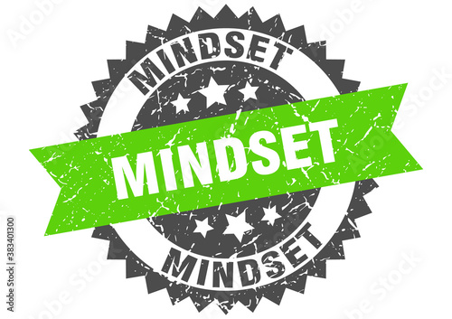 mindset stamp. grunge round sign with ribbon