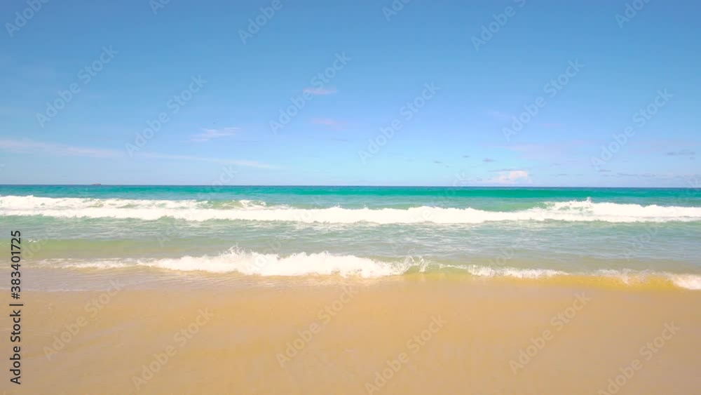 Nature video Phuket beach sea. Landscape view of beach sea and sand in summer sun. Beach space area background. At Naiharn beach, Phuket, Thailand. On September 2020. 4K UHD Videoclip Nature video Phuket beach sea. Landscape view of beach sea and sand in summer sun. Beach space area background. At Naiharn beach, Phuket, Thailand. On September 2020. 4K UHD Videoclip