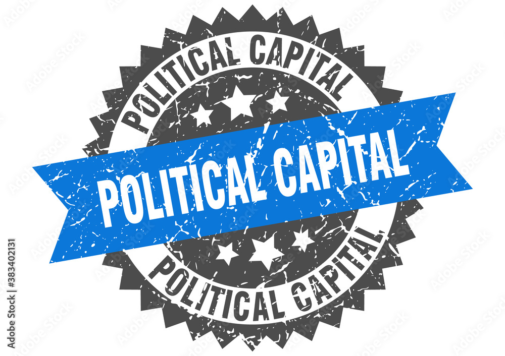 Obraz premium political capital stamp. grunge round sign with ribbon