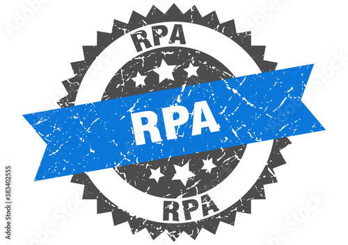 rpa stamp. grunge round sign with ribbon