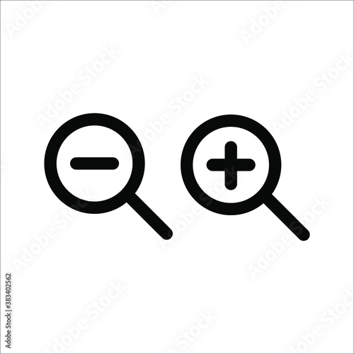 Zoom In and Zoom Out Icons. magnifying glass icons. Zoom in and out magnifying glass icon vector