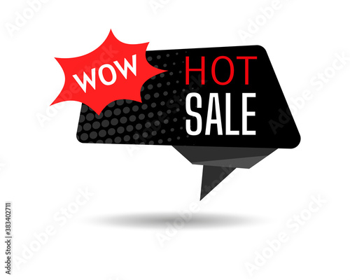 Black Friday hot sale banner template. Retro design element dialog cloud, halftone dot background. Advertising sign banner of sale, promotion. Isolated vector illustration