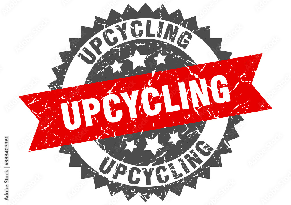 Obraz premium upcycling stamp. grunge round sign with ribbon