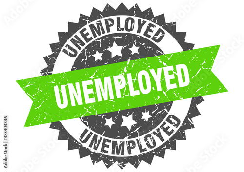 unemployed stamp. grunge round sign with ribbon