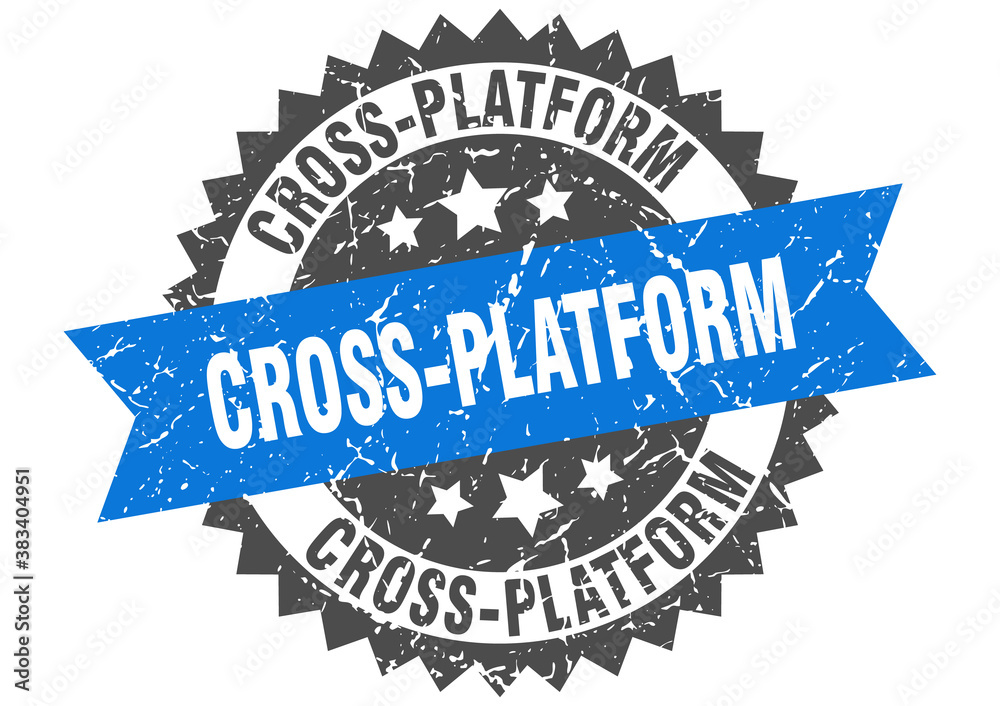 Obraz premium cross-platform stamp. grunge round sign with ribbon