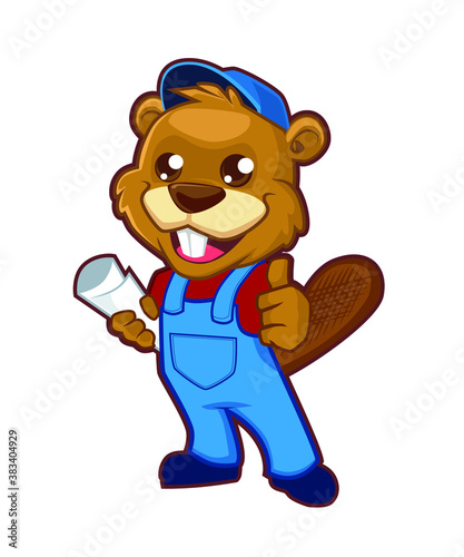 beaver mascot cartoon in vector