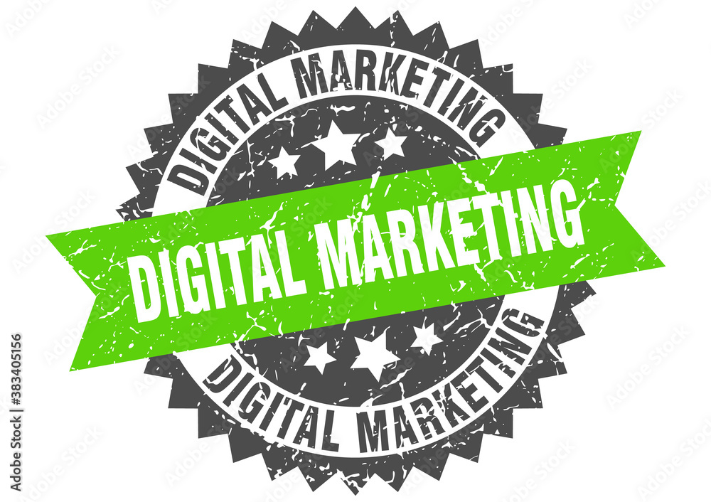 Obraz premium digital marketing stamp. grunge round sign with ribbon