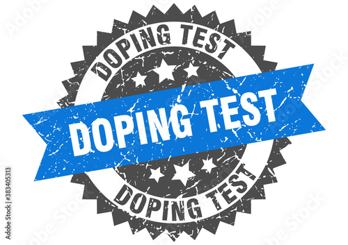 doping test stamp. grunge round sign with ribbon