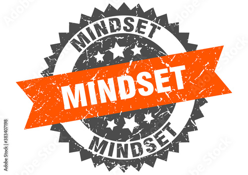 mindset stamp. grunge round sign with ribbon