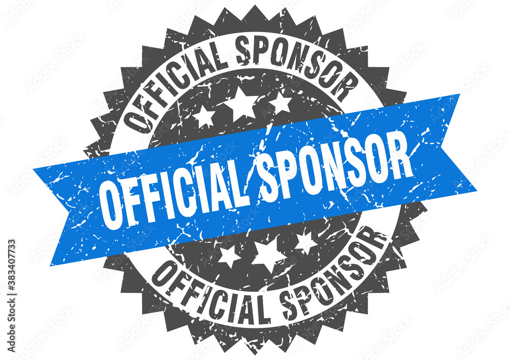 Obraz premium official sponsor stamp. grunge round sign with ribbon