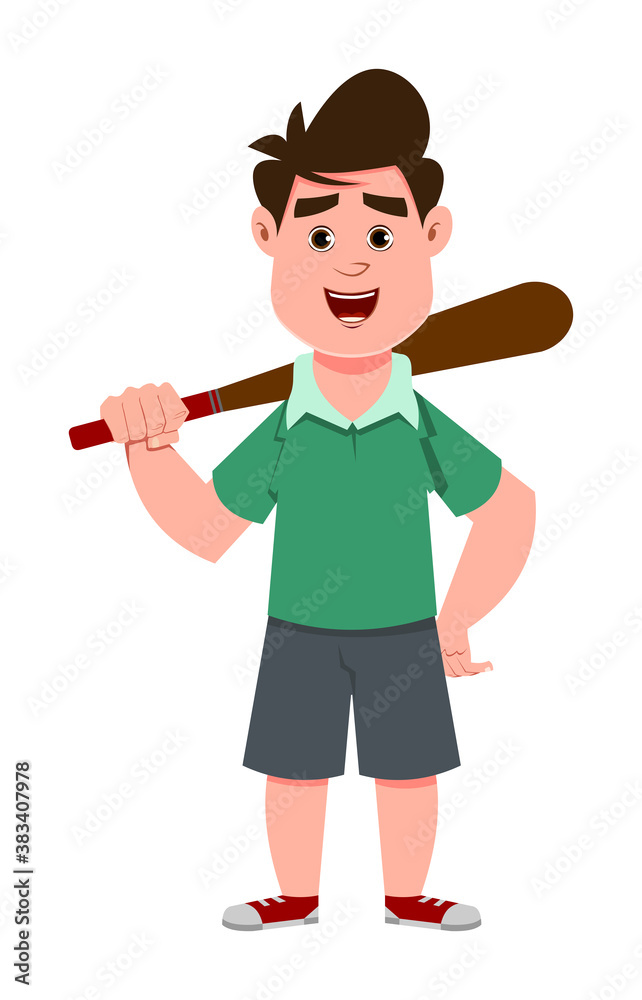 cute boy playing baseball. Cute kid flat style character for design, motion or design. cute boy playing baseball. Cute kid flat style character for design, motion or design.