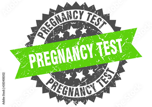 pregnancy test stamp. grunge round sign with ribbon