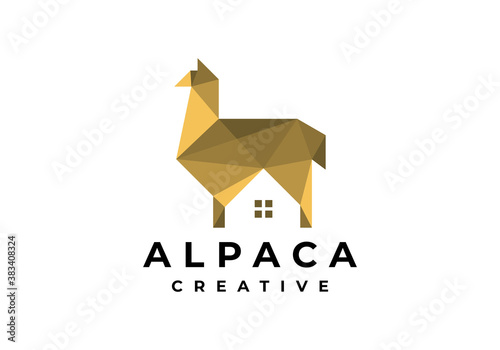 alpaca - geometric llama incredible logo vector design