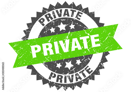 private stamp. grunge round sign with ribbon