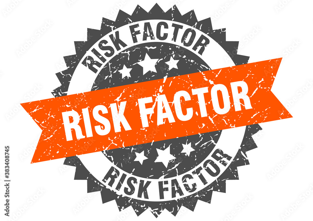 Fototapeta premium risk factor stamp. grunge round sign with ribbon
